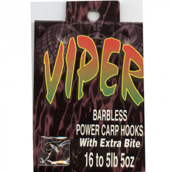 VIPER Size 16 barbless (hook to nylon) Power Carp Hooks - 10 pack Fishing Hooks